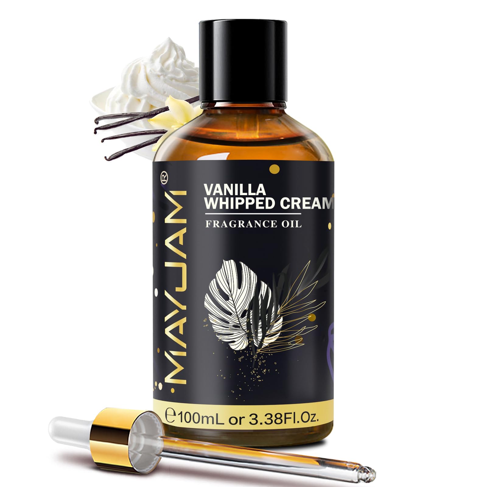MAYJAM Vanille-Schlagsahneöl 100ml, Premium Vanille-Schlagsahne Duftöl für Ätherisches Öle Diffusor, Aromatherapie, DIY
