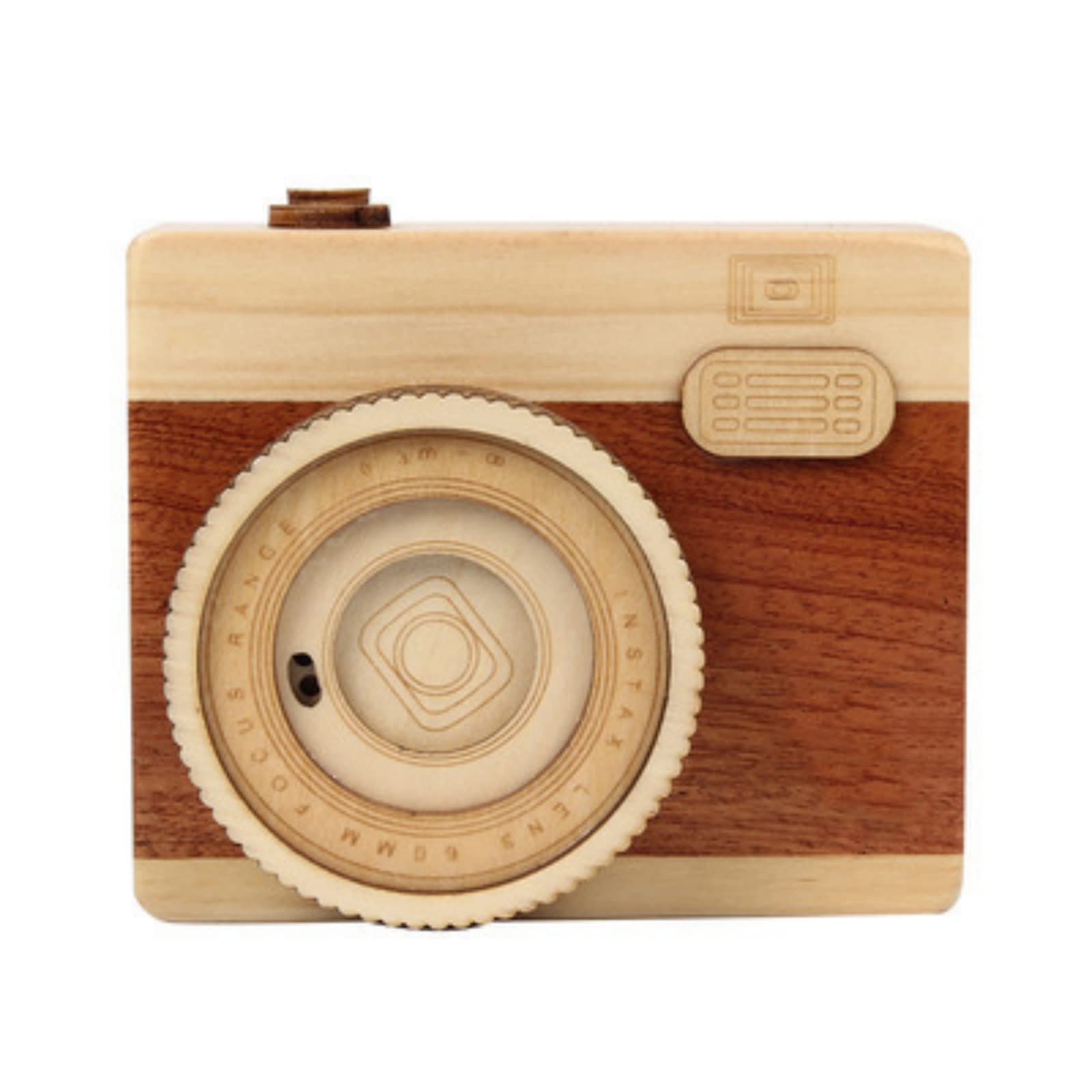 POSICHEMusic Box Hand Crank Wooden Music Cartoon Decoration Wooden Box Creative Rotating Shutter Retro Camera Music Box Valentine Day Birthday Gift Music: Castle In The Sky or Spirited Away (wide)