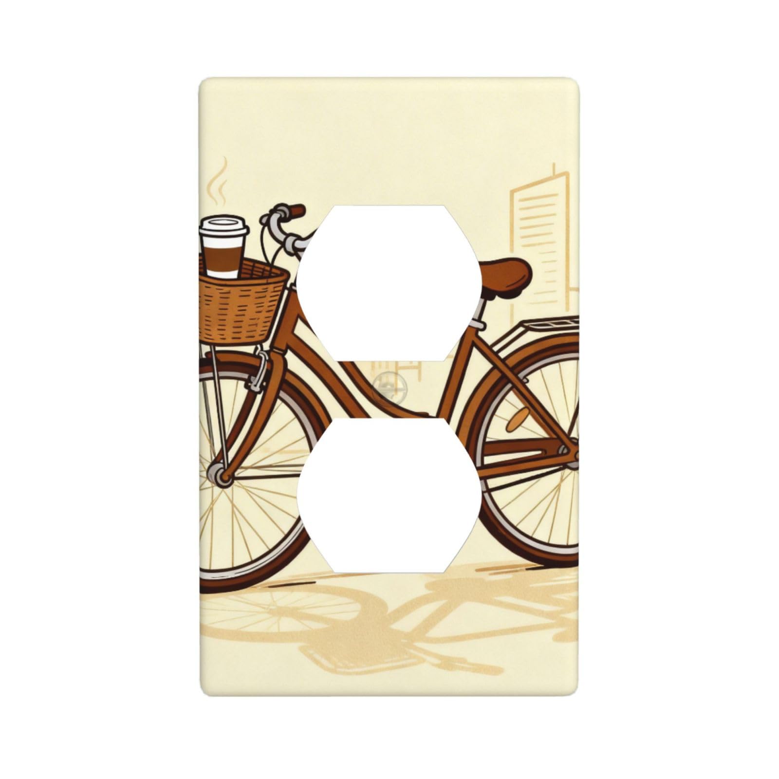 Bicycle Coffee Cup Decorative Switch Plate Cover-Unbreakable Polycarbonate Wall Plate for Home Office, 1 Gang with Screws