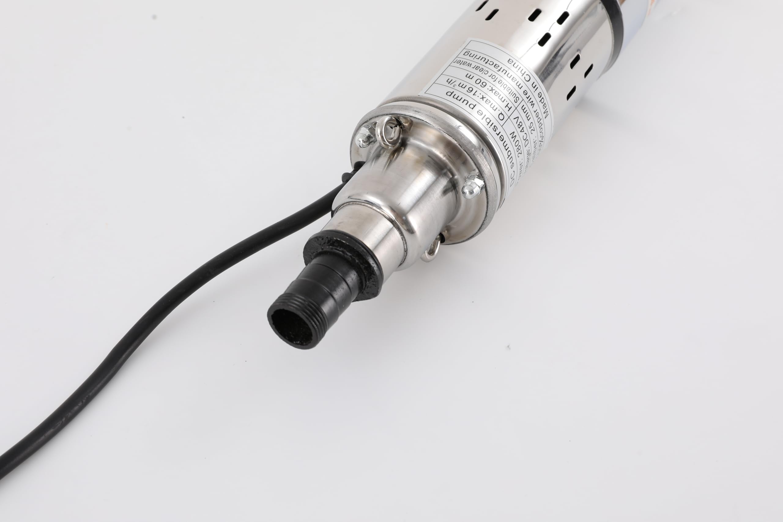 Bomba para pozos profundos, 8 cm, CC 48 V, 280 W, bomba sumergible de 16 L/min, altura máxima de extracción de 60 m, bomba de agua para riego, suministro de agua y drenaje