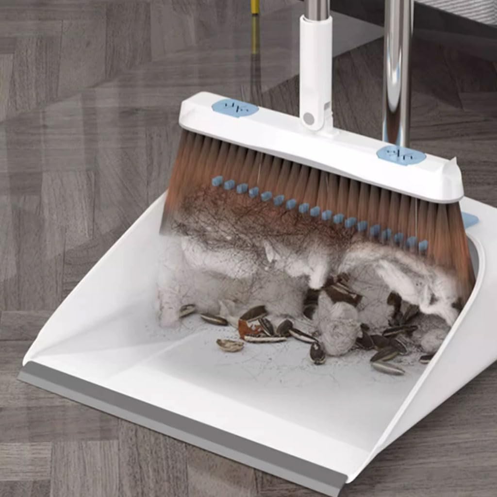 Pratico Paletta e Scopa in Piedi con Materiali per la Pulizia a Manico Lungo Set Combinato Paletta Verticale per la casa Versatile