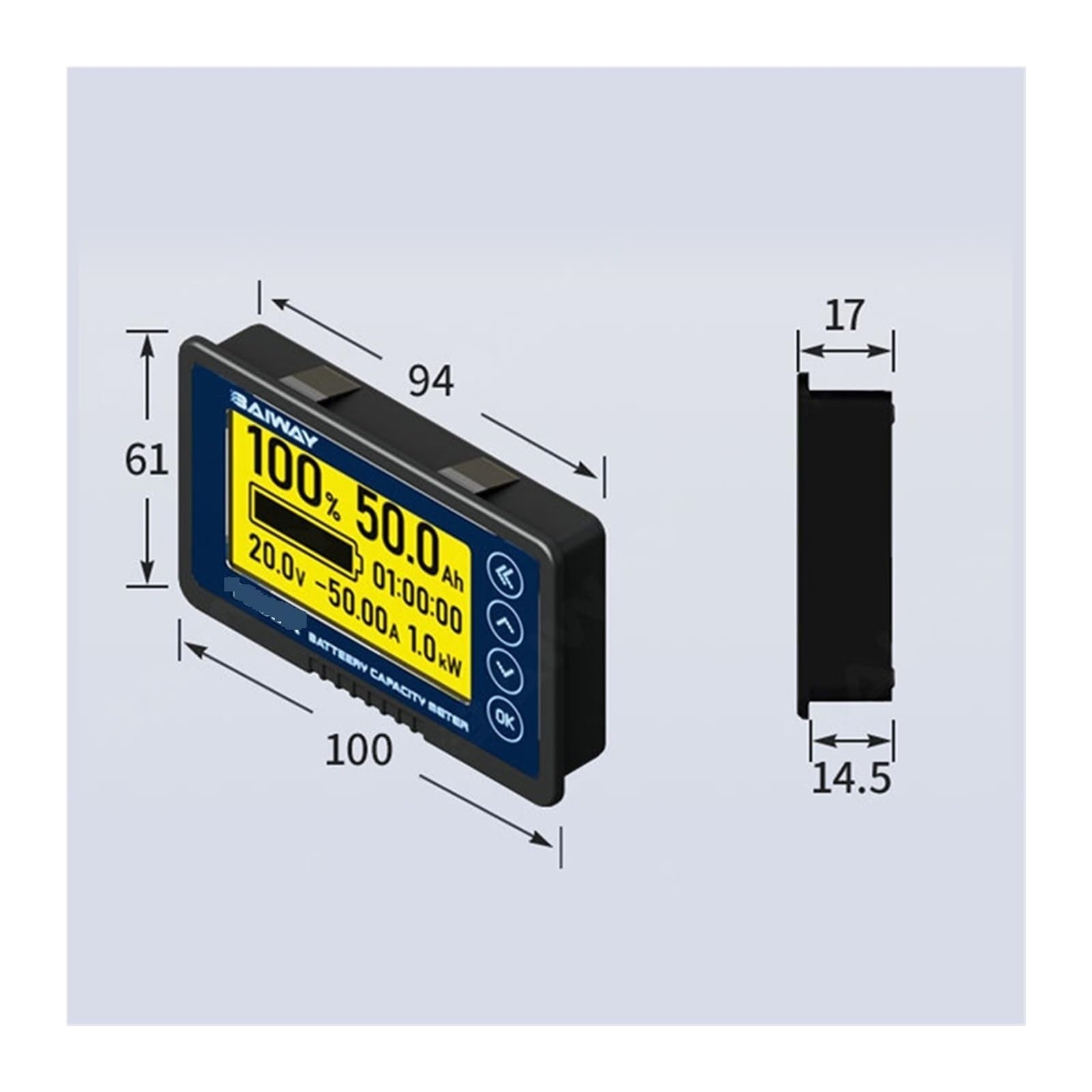Tester USB,Tester kabla USB, Licznik 8-120V Wskaźnik pojemności akumulatora Wyświetlacz napięcia prądu litowego do detektora akumulatora kwasowo-ołowiowego do sprawdzania pojemności, czyszczenia pojem