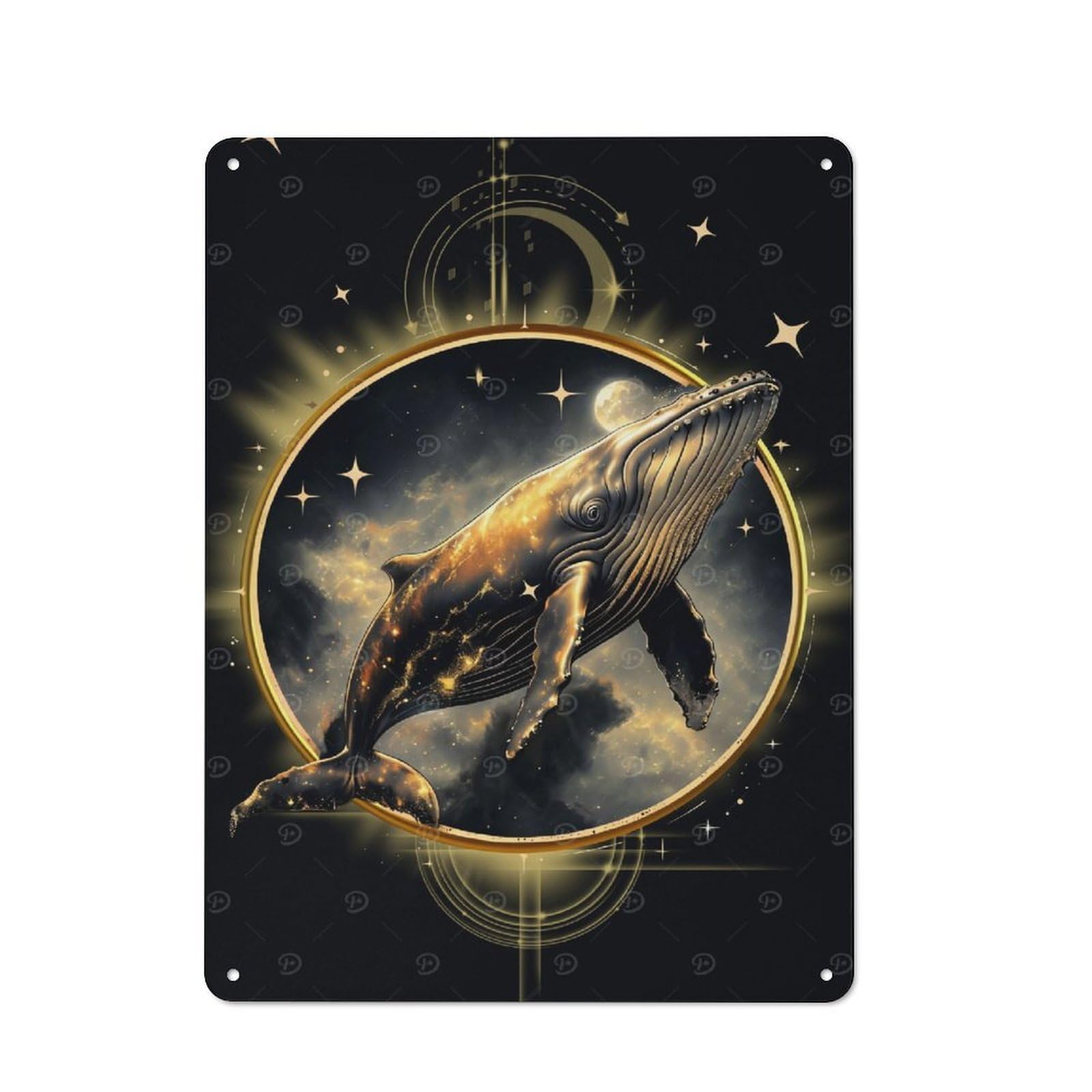 Junmoney Cosmic Whale Tin Sign 40X30cm With For Home Bar Wall, Vintage Decor, Suited To Home Bar Decor Fans