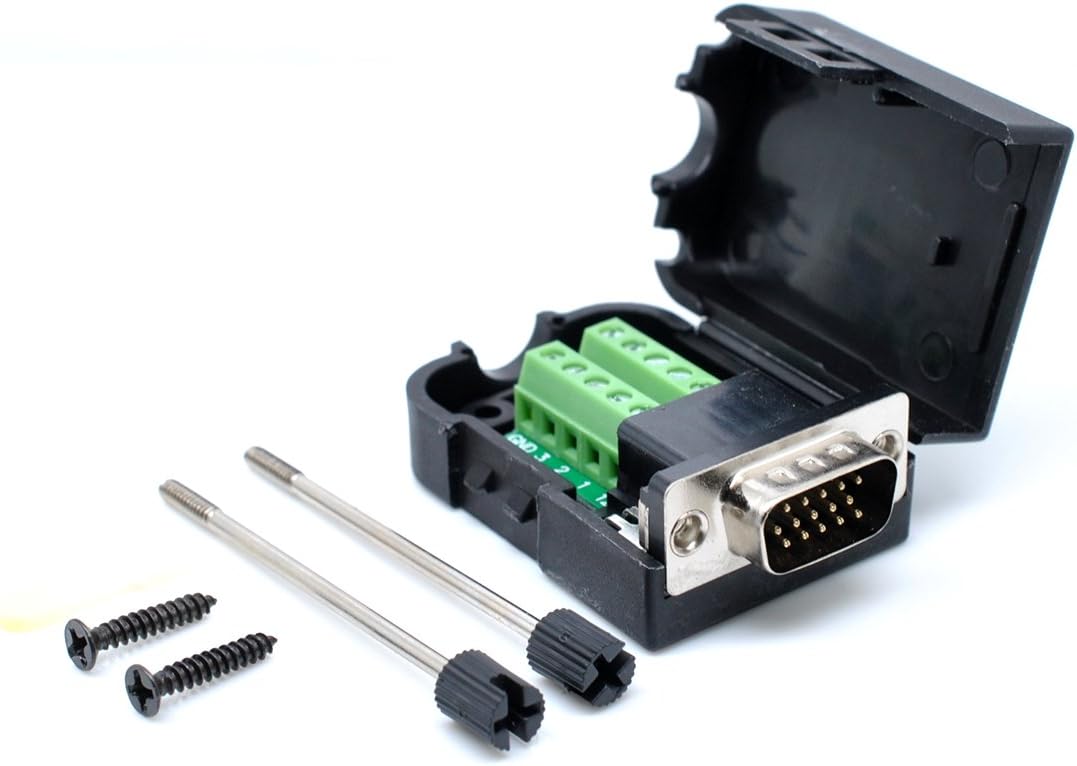 Oiyagai DB15 3+6 DSUB VGA Male 3Row 15Pin Connector Adaptor Screw
