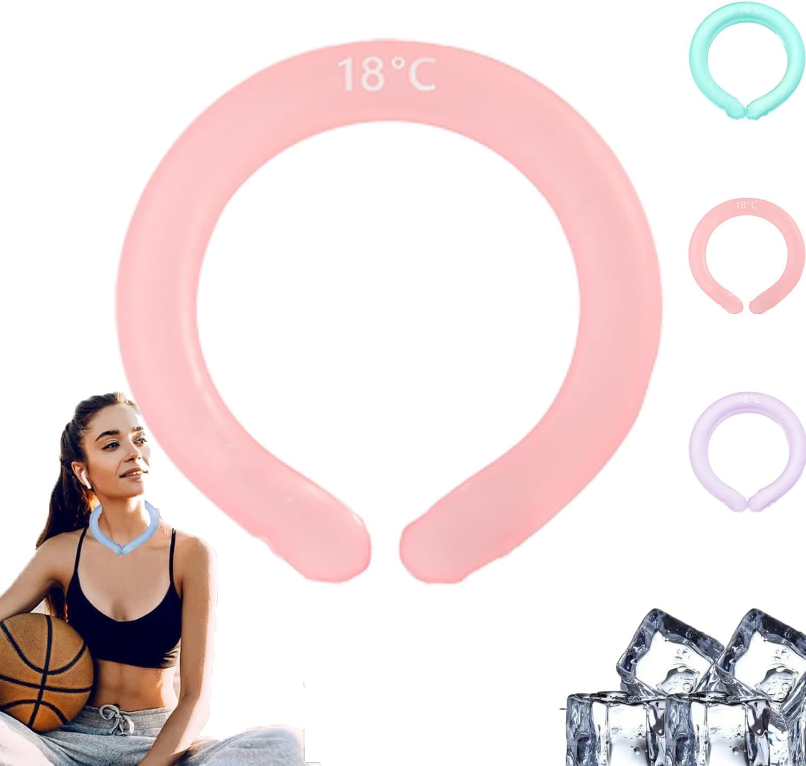 Dr Chilly Ice Ring, Dr Chilly Ice Ring Neck Cooler, Ice Ring Neck Cooler Freezes in Tap Water, Ice Pack for Neck and Shoulders Reusable, for Indoor Outdoor Hot Weather(Pink)