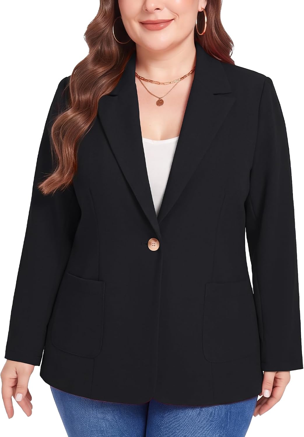 MINTLIMIT Plus Size Blazers for Women Casual Long Sleeve Button Jacket Suit