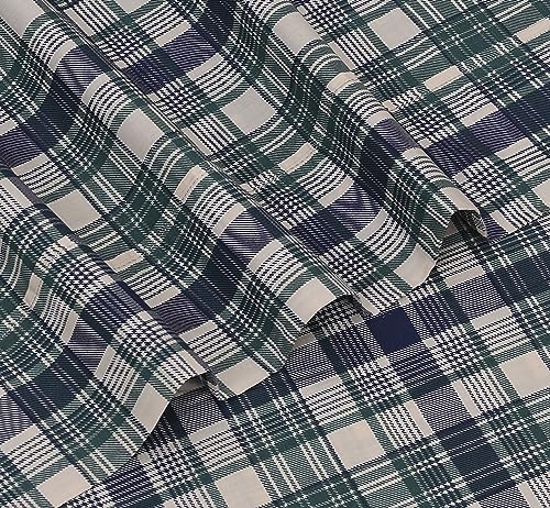 RUVANTI 100% Cotton Split King Sheets Sets for Adjustable Bed, 5 PCs, Soft & Breathable Percale Weave Bedding, Deep Pocket 16", Hotel Standard, Crisp Cool Feel & Durable Sheet, Greenish Blue Plaid