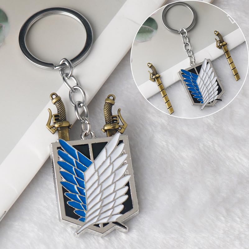 Image of AOT Wings of Freedom Charm Keychain - Shingeki No Kyojin Chain - Anime Gifts for Men Women and Fans, Wings of Freedom Keychain, One Size
