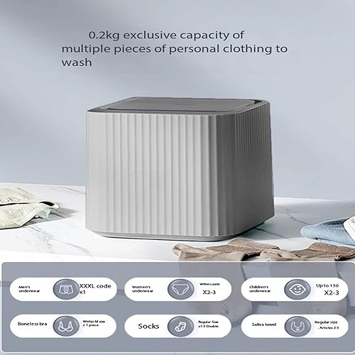 Miniatura 4 de Mini lavadora, 10W Pulsador Totalmente Automático Hogar Pequeña Lavadora, 0.4 lbs Adecuado para Ropa Interior, Calcetines