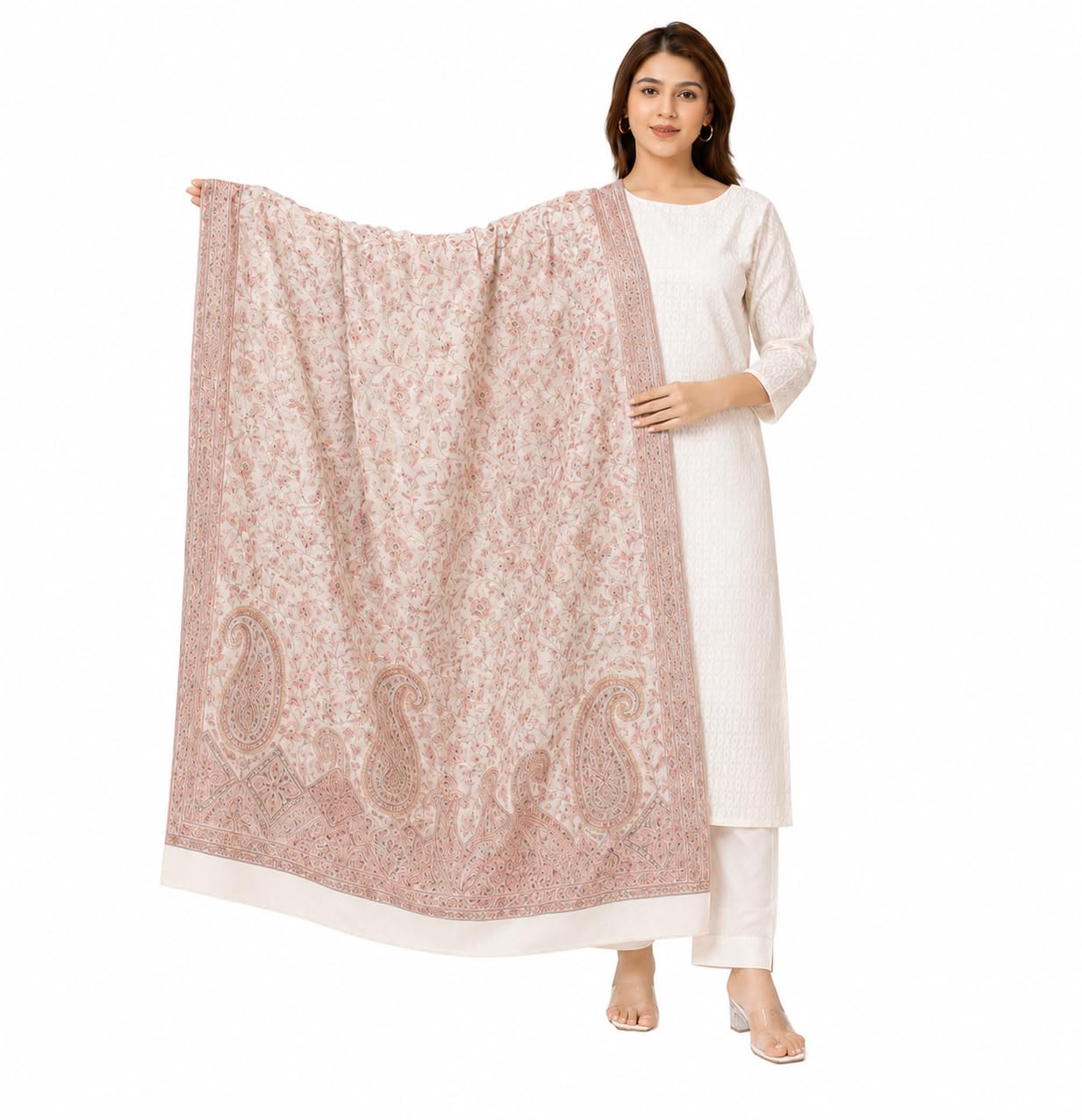 Diamond Design Shawl for Women's | Kashmiri Shawl | Faux Pashmina-image-3