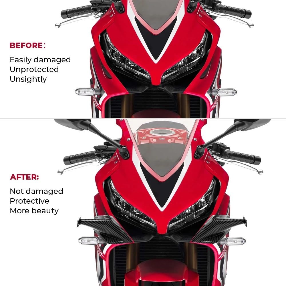 Aerodinamica per Moto Per CBR650R CBR 650R 2019-2021 Kit spoiler anteriore | Kit copertura protezione venti Fisso Winglet Carenatura Winglets Ala aerodinamica(Carbon Fiber)