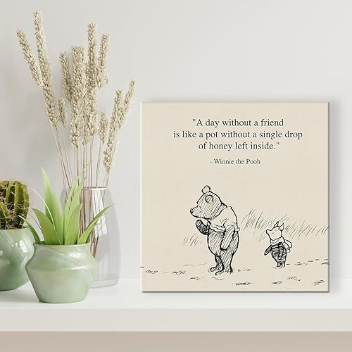 Miniatura 4 de Arte de pared clásico con cita de Winnie the Pooh, retro, un día sin un amigo, refranes, lienzo con texto en inglés, cuadro de la amistad, cartel