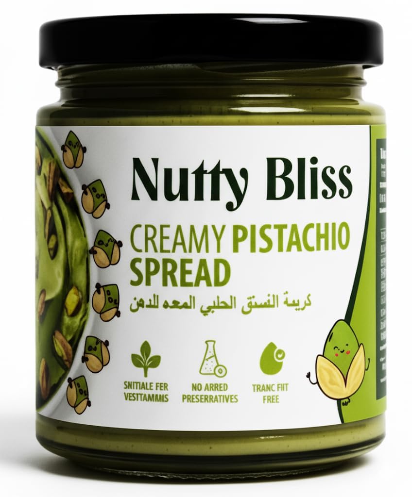 Nutty Bliss Creamy Kunafa Pistachio Spread with CRUNCHIE PISTACHIOS, Deliciously Creamy Treat that's Perfect For Snacking, Baking, or Topping Your Favorite Desserts 200g (From UAE)-image-19