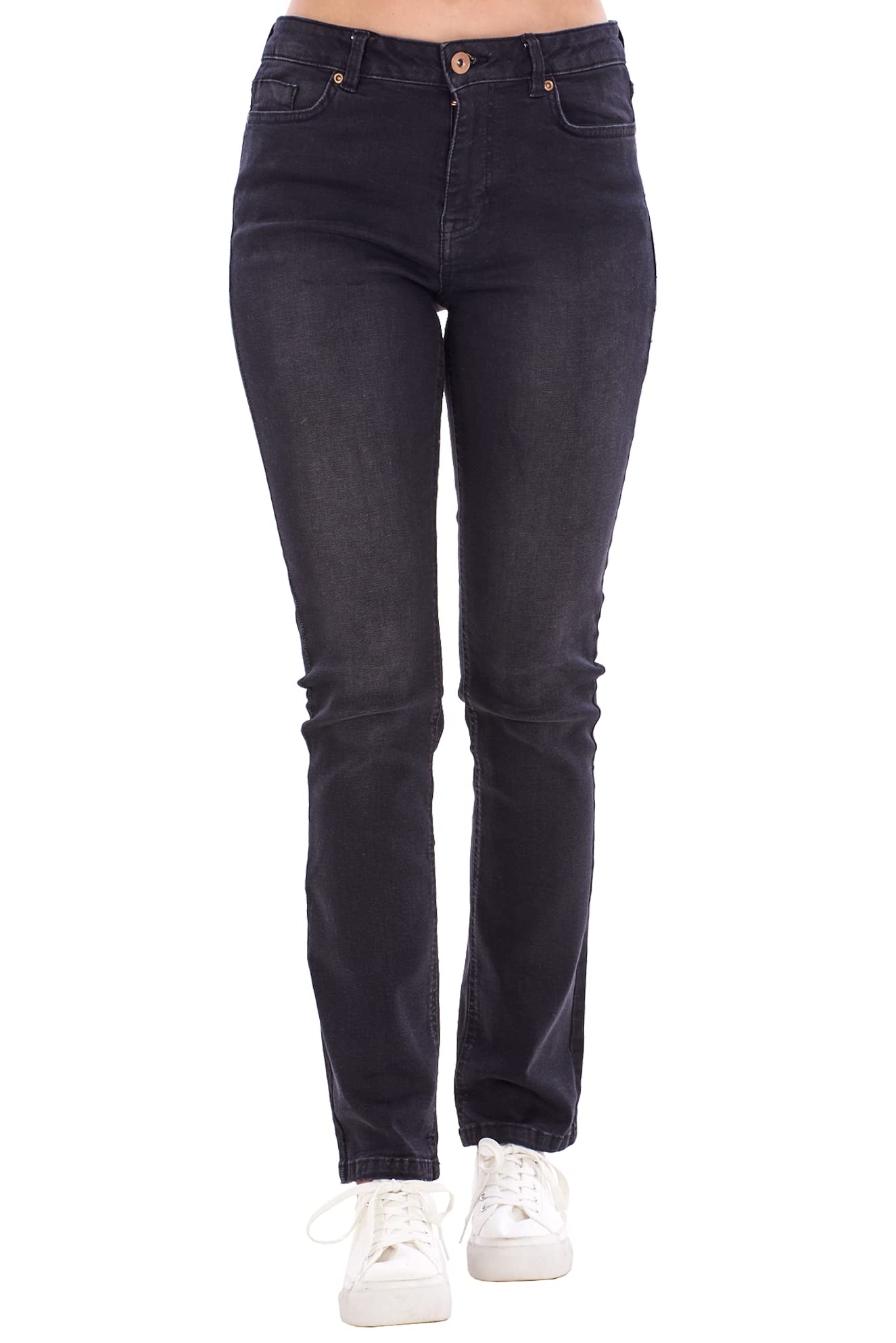 ChicWhisper Ladies Stretch Straight Leg Jeans Charcoal