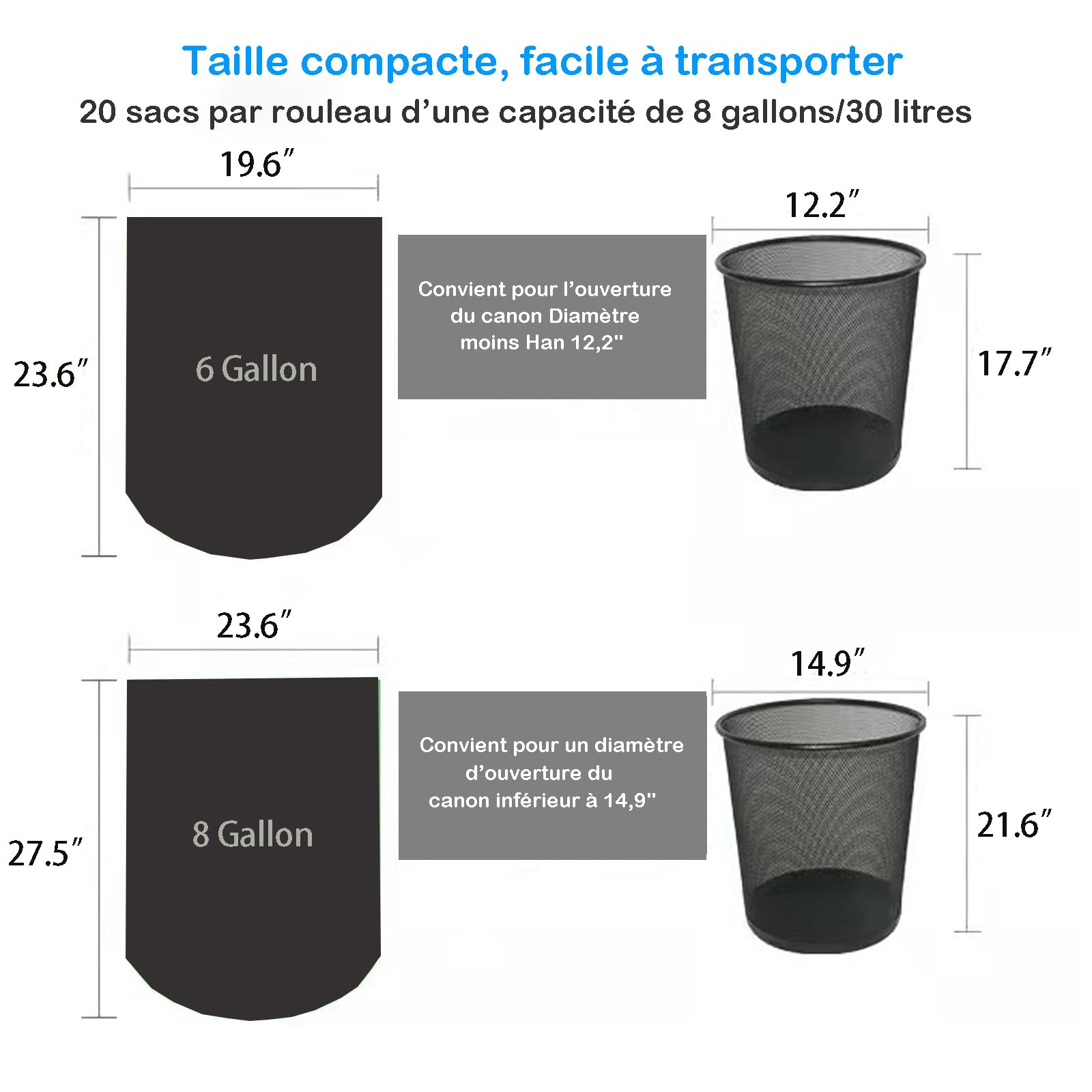 Sacs de toilette portables pour le camping, 40 sacs de remplacement de toilette, 8 gallons, 30 litres sacs de toilette de camping, sacs de toilette compostables pour toilette portable, extérieur, navi