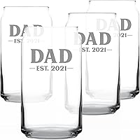 Vista 20 de Custom Dad Est 20XX - New Father Beer Can Pint Glass Gift for First Time Parents - Personalized Bold 16 Oz Glasses