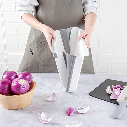 Miniatura 6 de Restaurantware RW Base - Cubo de basura plegable de 11.4 x 10 x 7.1 pulgadas, 1 bote de basura plegable, con ranura en forma de U, color gris, placa