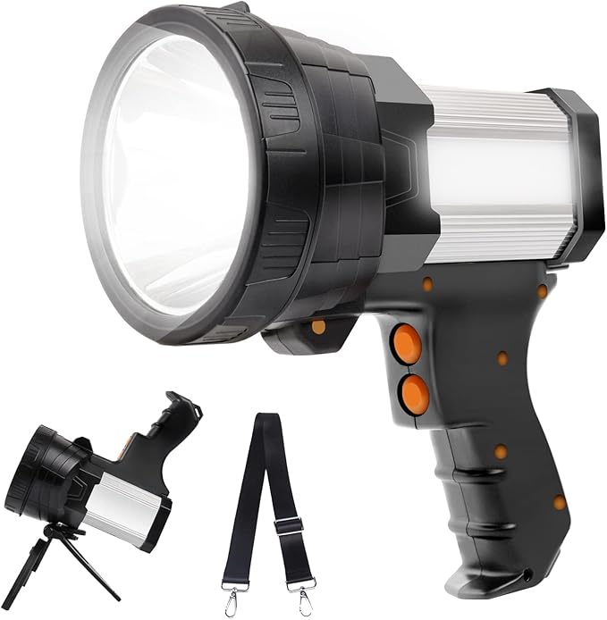 Rechargeable Spotlight Flashlight, 10000 Lumen LED Handheld Spotlight