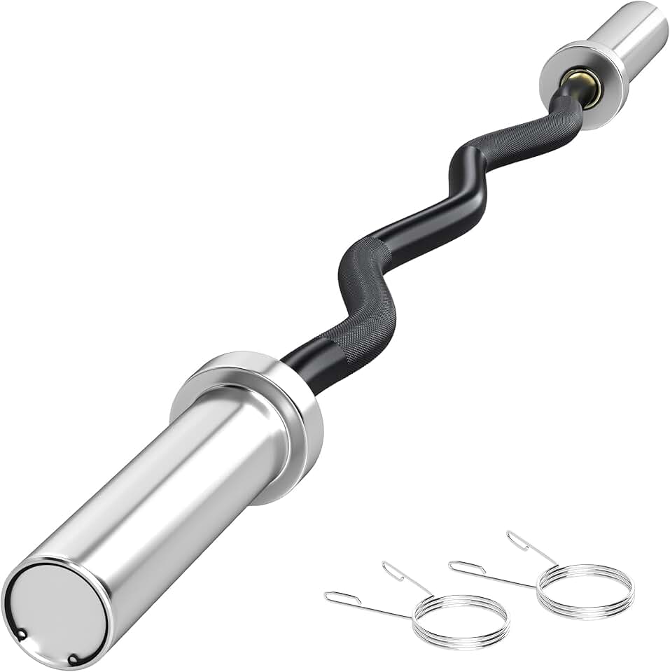 SPORTNOW Barre de poids en acier 120 cm 8 kg Barre EZ Curl Noir/Argent