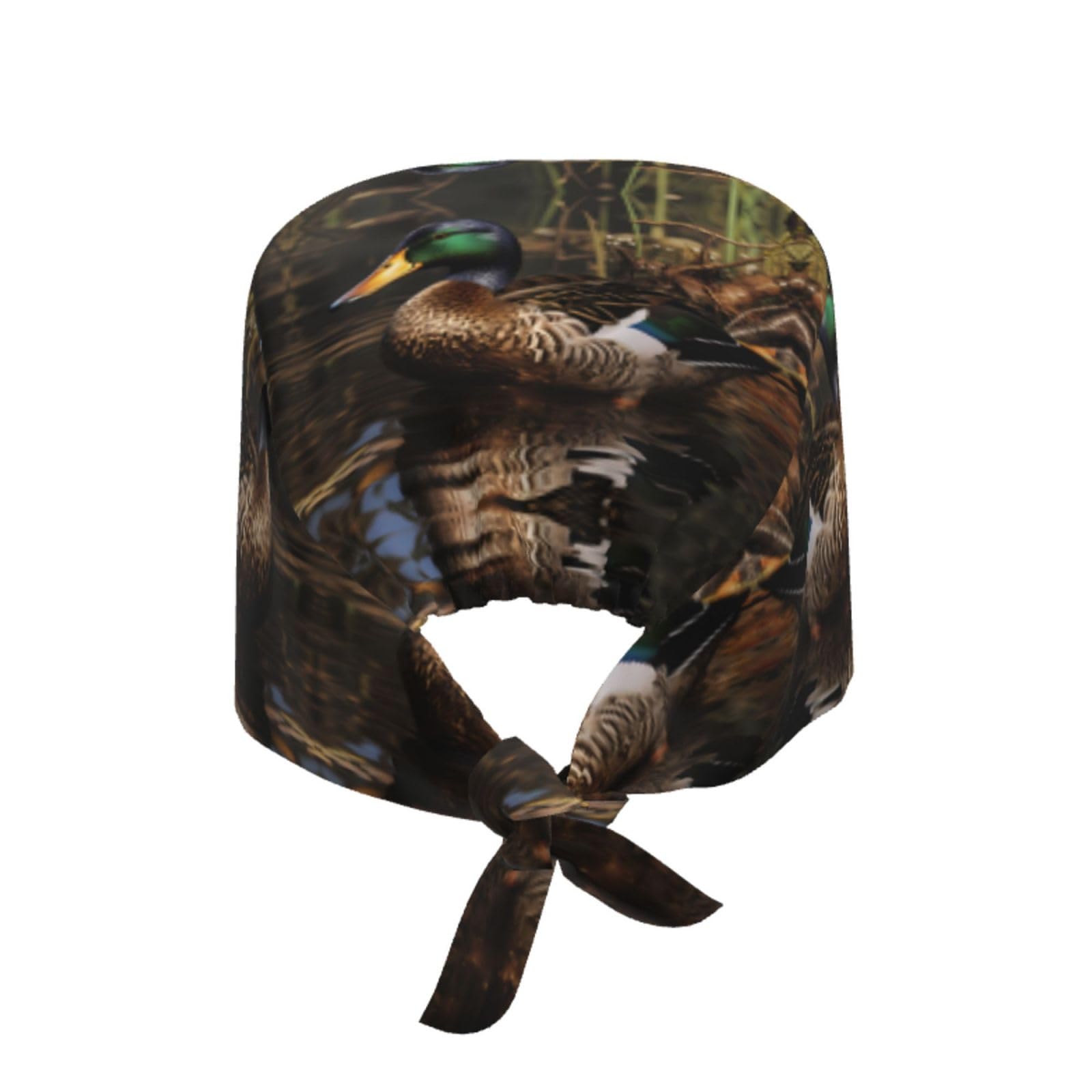 YYHWHJDE Breathable Work Hat Mallard Duck Prints Adjustable Comfortable Chef Hat for Women & Men Black