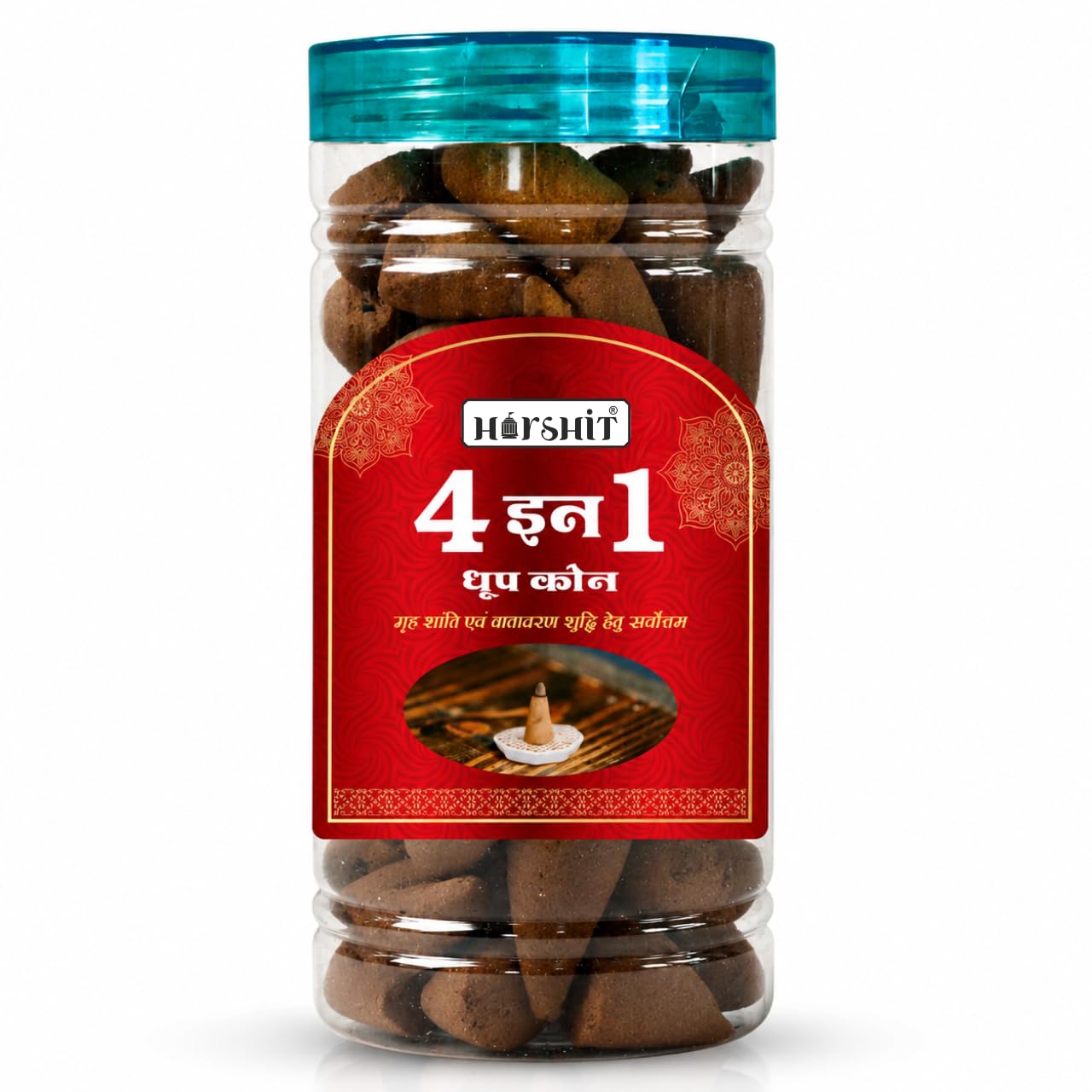 4 in 1 Premium Dhoop Cones | Mixed Fragrance Long Lasting Incense Cones for Pooja, Meditation & Home Fragrance | Slow Burning Dhoop Cones | Home & Temple Use-image-25