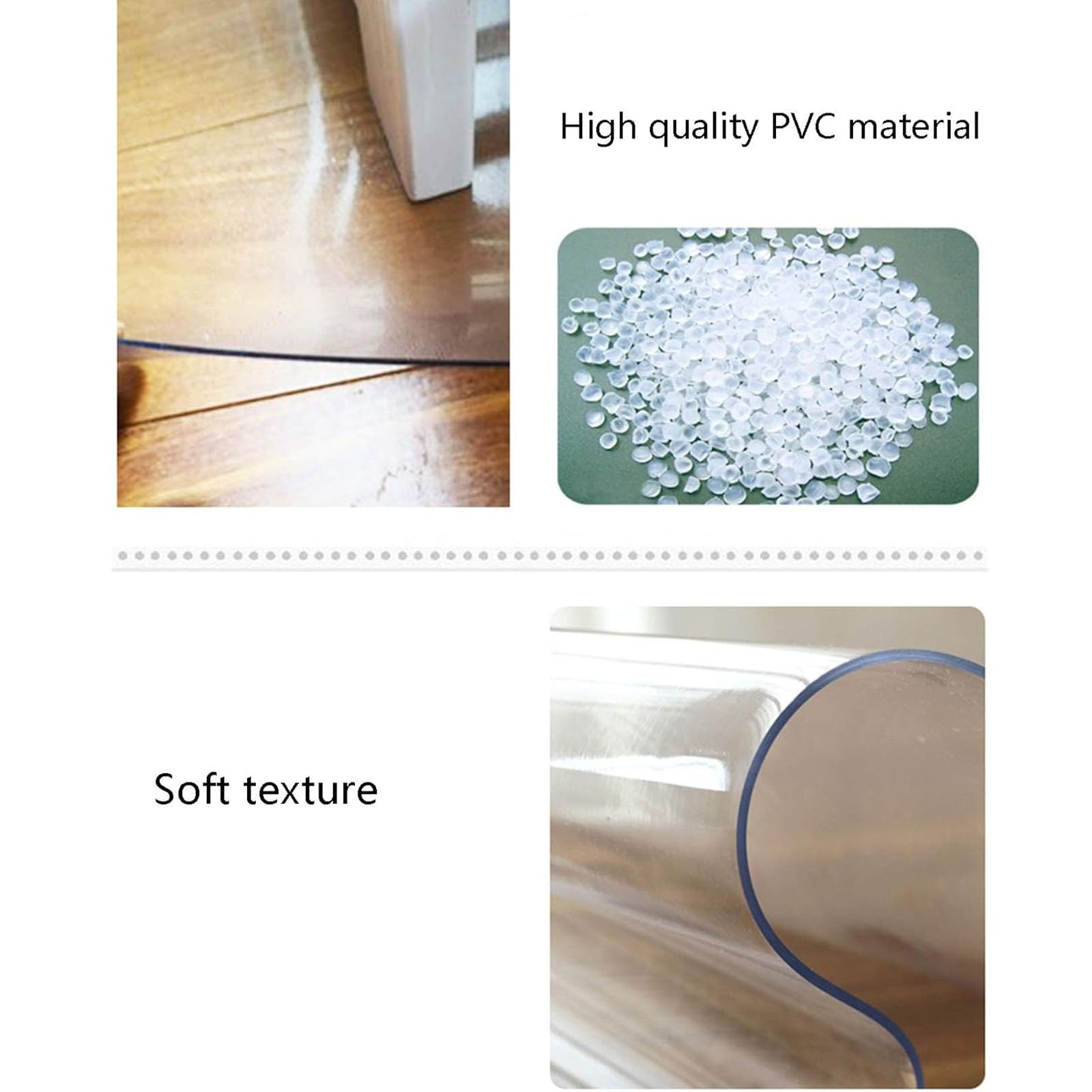 PVC Bodenmatte transparent für harte Oberflächen 1,5 mm Dicke Schutzhülle aus Kunststoff für Bürostühle oder Schreibtischstühle (80 x 130 cm)