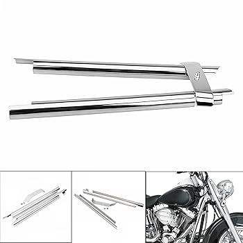 『CHROME BONE PRONE I』 XMMT Chrome Front Frame Down Tube Covers for Harley Softail