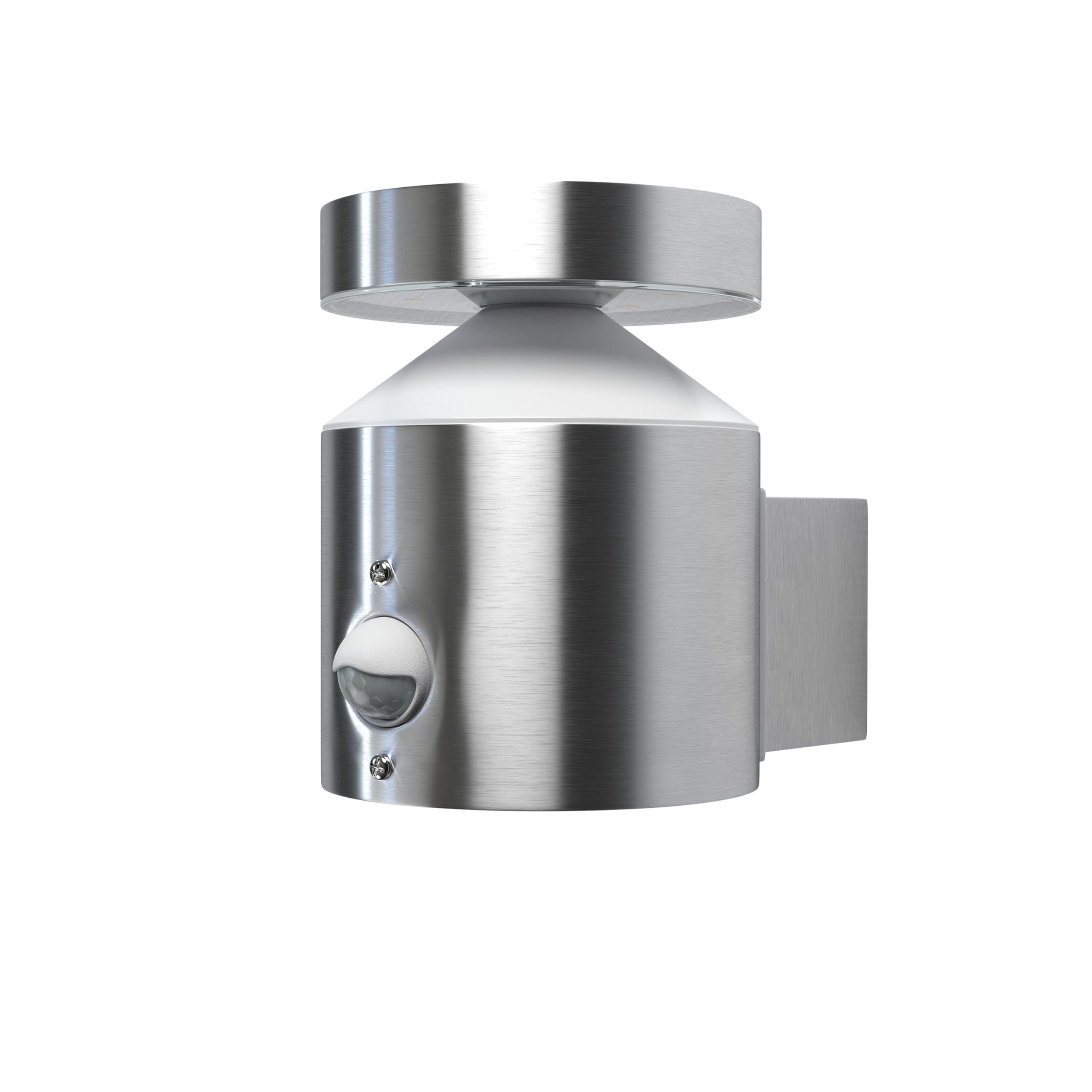 OSRAM Endura Style Cylinder Outdoor wall Light with Sensor 150mm, 3000K, 660lm, 6W, Modern Stainless Steel Design, IP44 for entrances and facades