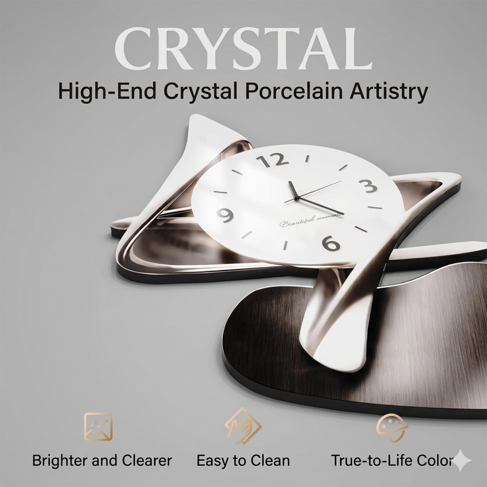 Reloj de pared con escultura de cuarzo silencioso, decoración del hogar para sala de estar, dormitorio, oficina y pasillo, reloj decorativo único y moderno