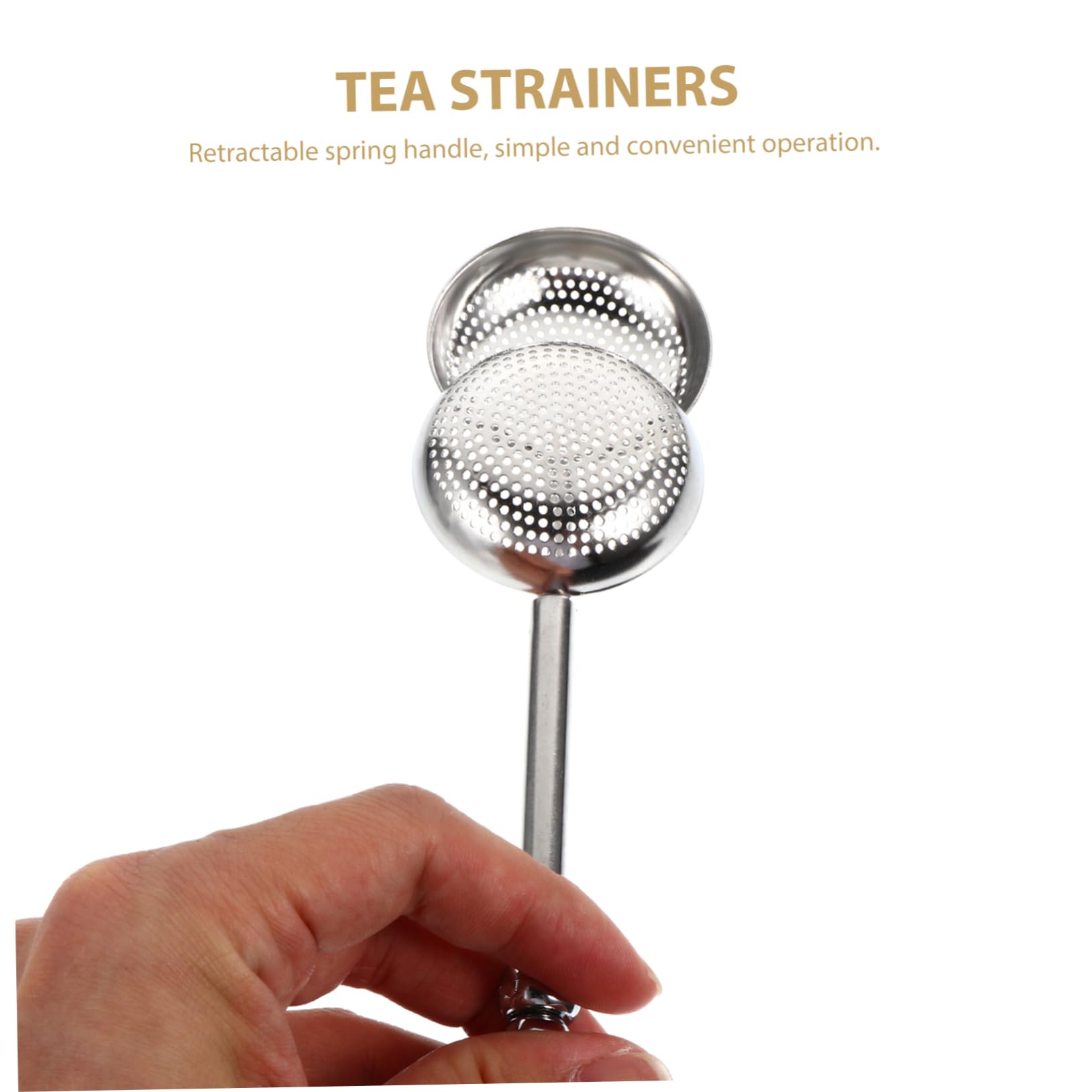 Cabilock 4pcs Stainless Steel Retractable Tea Infuser Strainer Silver Tea Filter for Home Use Stylish Design Comfortable