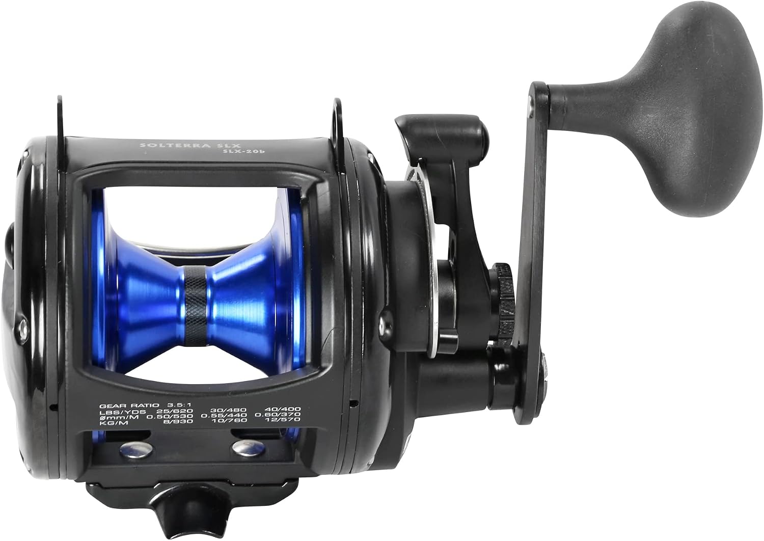 Okuma Solterra SLX Single Speed Closed Frame Lever Drag Saltwater Trolling Reel, SLX-20b, 480yds-30lb,Black