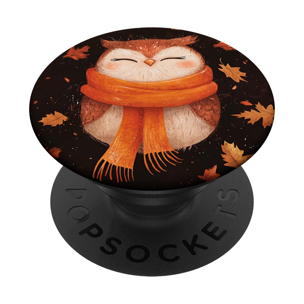 Aesthetic Owl Fall Season Autumn Leaves Thanksgiving PopSockets Adhesive PopGrip