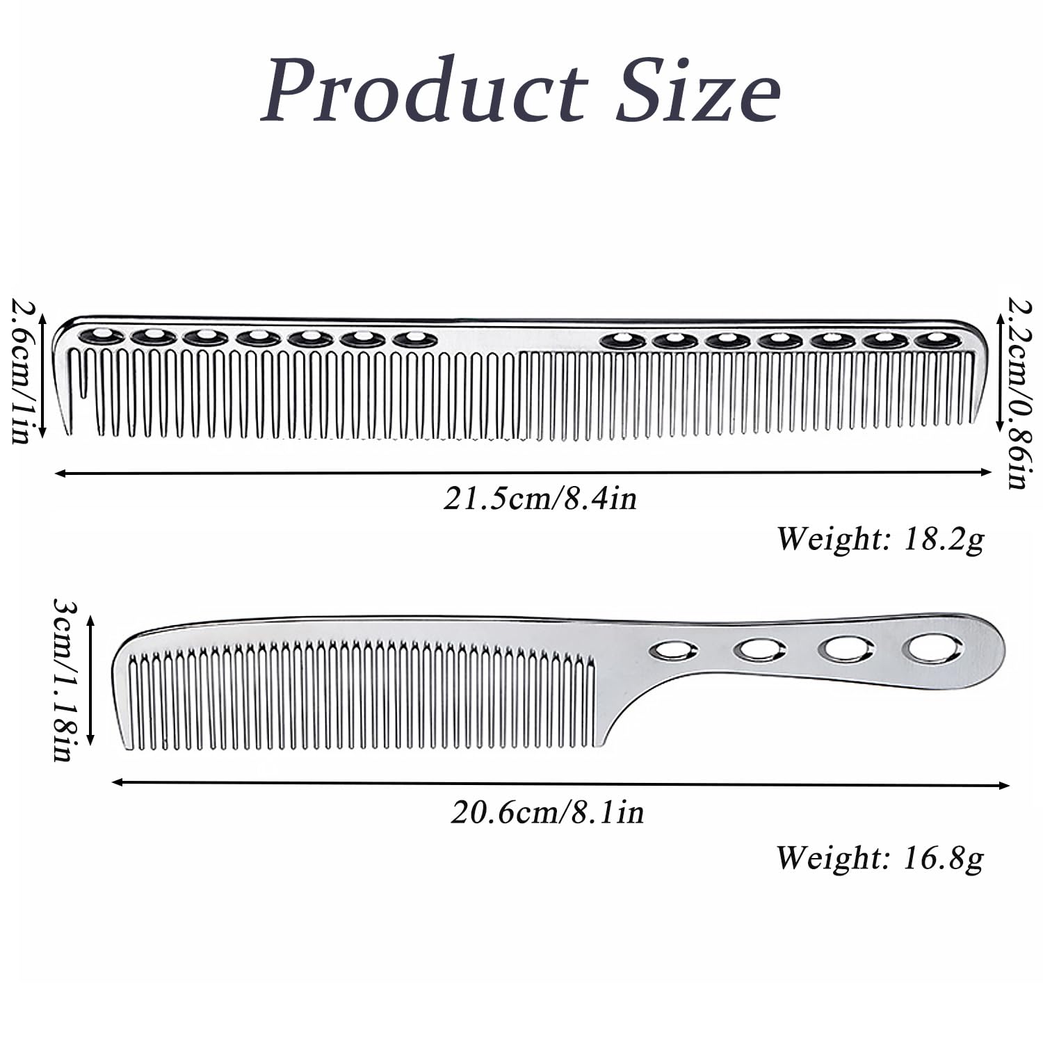 GMYIAK Hairdressing Comb Set, 2 pcs Metal Salon Combs, Heat Resistant Anti-static Haircutting Comb - Image 2