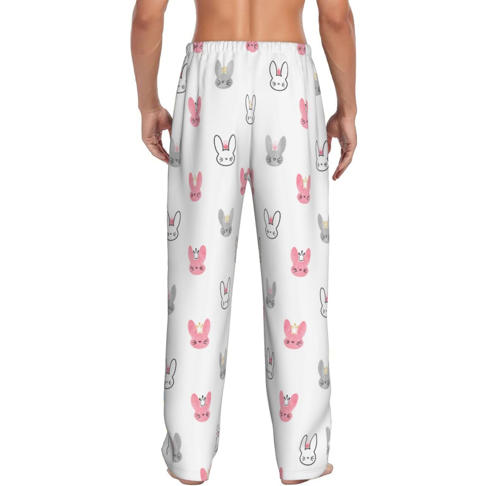 Leichte Pyjamahose für Mädchen, Kaninchen, verstellbarer Kordelzug und Taschen, Ganzjahresnachtwäsche