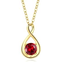 FANCIME 14K Solid Gold Birthstone Infinity Pendant Sterling Silver Chain