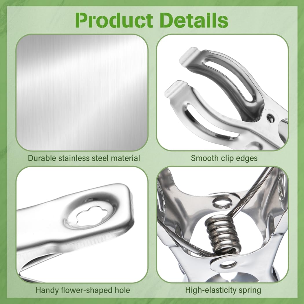160 clip da giardino, 6,9 cm, mollette resistenti al vento, clip per piante resistenti, in acciaio antiruggine con presa salda per asciugamani, stock, biancheria intima