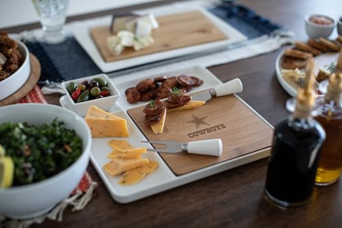 Miniatura 83 de PICNIC TIME NFL Peninsula Tabla de cortar y bandeja para servir, tabla de queso, tabla de embutidos - plato de aperitivo, bambú y cerámica blanca