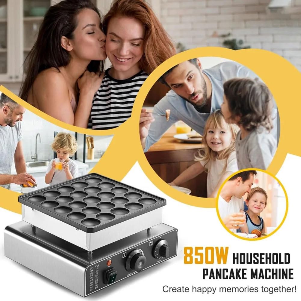 Mini Macchina per Pancake Olandesi, Macchina elettrica Antiaderente per Waffle, Macchina elettrica Commerciale per Waffle da 850 W,