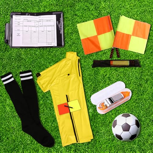 Kit drapeaux d'arbitre de football matériel cartons et sifflet - 7
