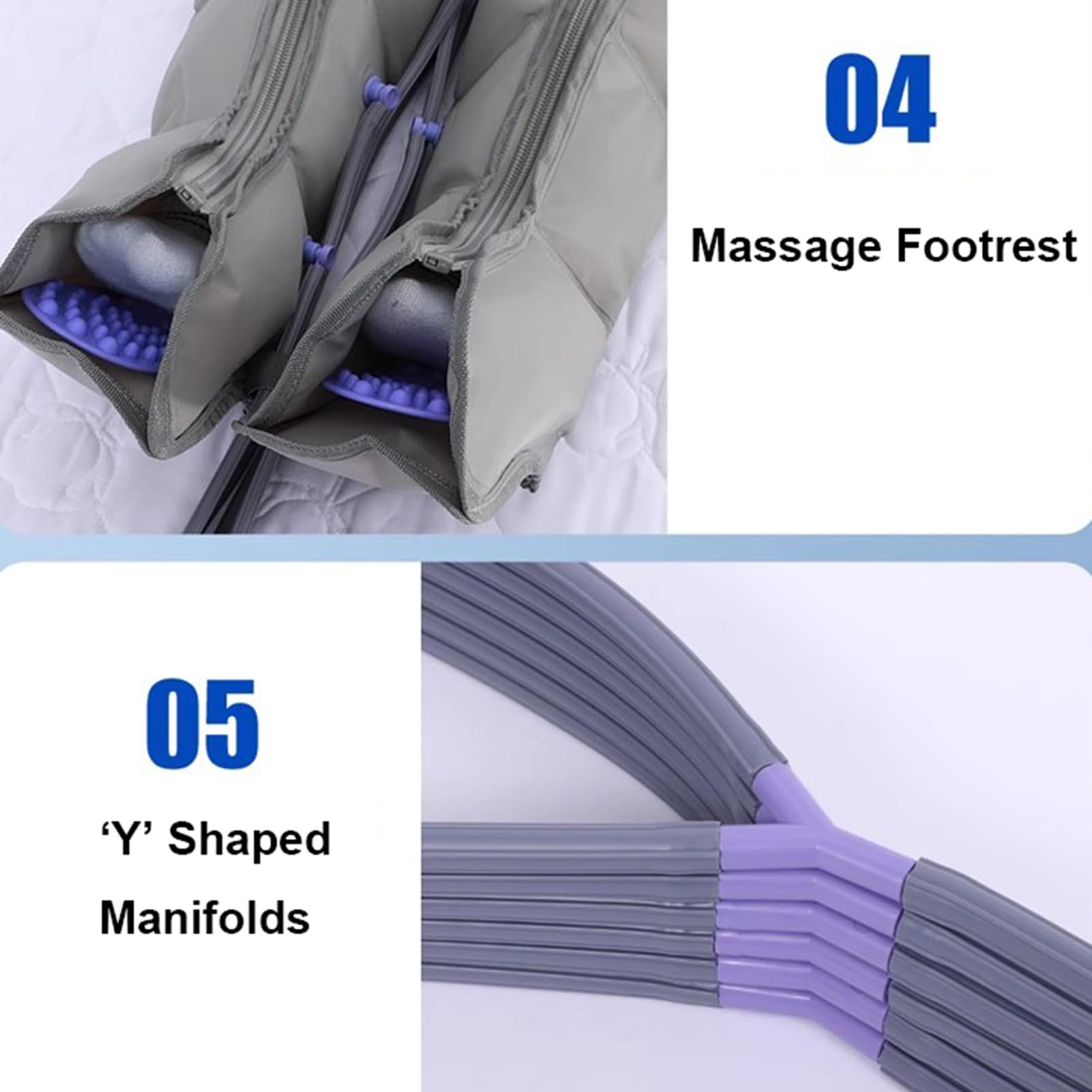 Massaggiatore a compressione d'aria per gambe, braccia e vita, stivali per pressoterapia per dolore e circolazione, massaggiatore per gambe con drenaggio linfatico a 4/6/8 cavità, circolazio