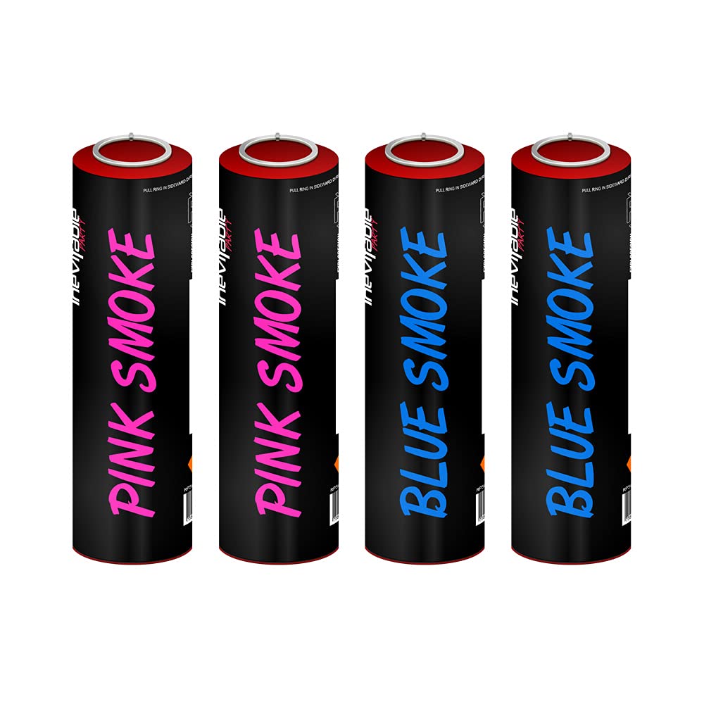 Inevitable Party Pack of 4 Ring Pull Smoke Grenade Effects for Paintball, Weddings, Photoshoots & Special Effects (2 Pink, 2 Blue) — image 1