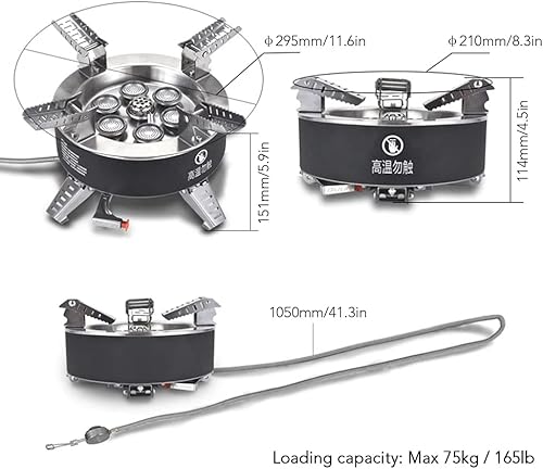 Miniatura 3 de Bulin AirOka B18 18000W Aleación de Titanio Portátil Picnic Camping Estufa a prueba de viento Diseño Quemador de cocina de gas con encendido