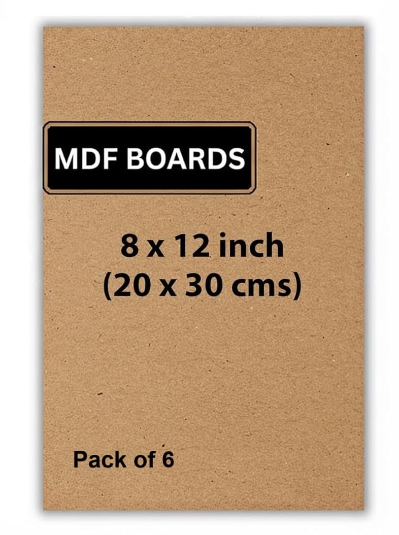 Inall MDF Boards, Wood Sheet for Mandala, Lippan, Resin Art & Craft, 4mm Thick, 8 x 12 inch (20 x 30 cm), Pack of 6, Premium Cardboard Material for Artists, Art and Craft Students-image-8
