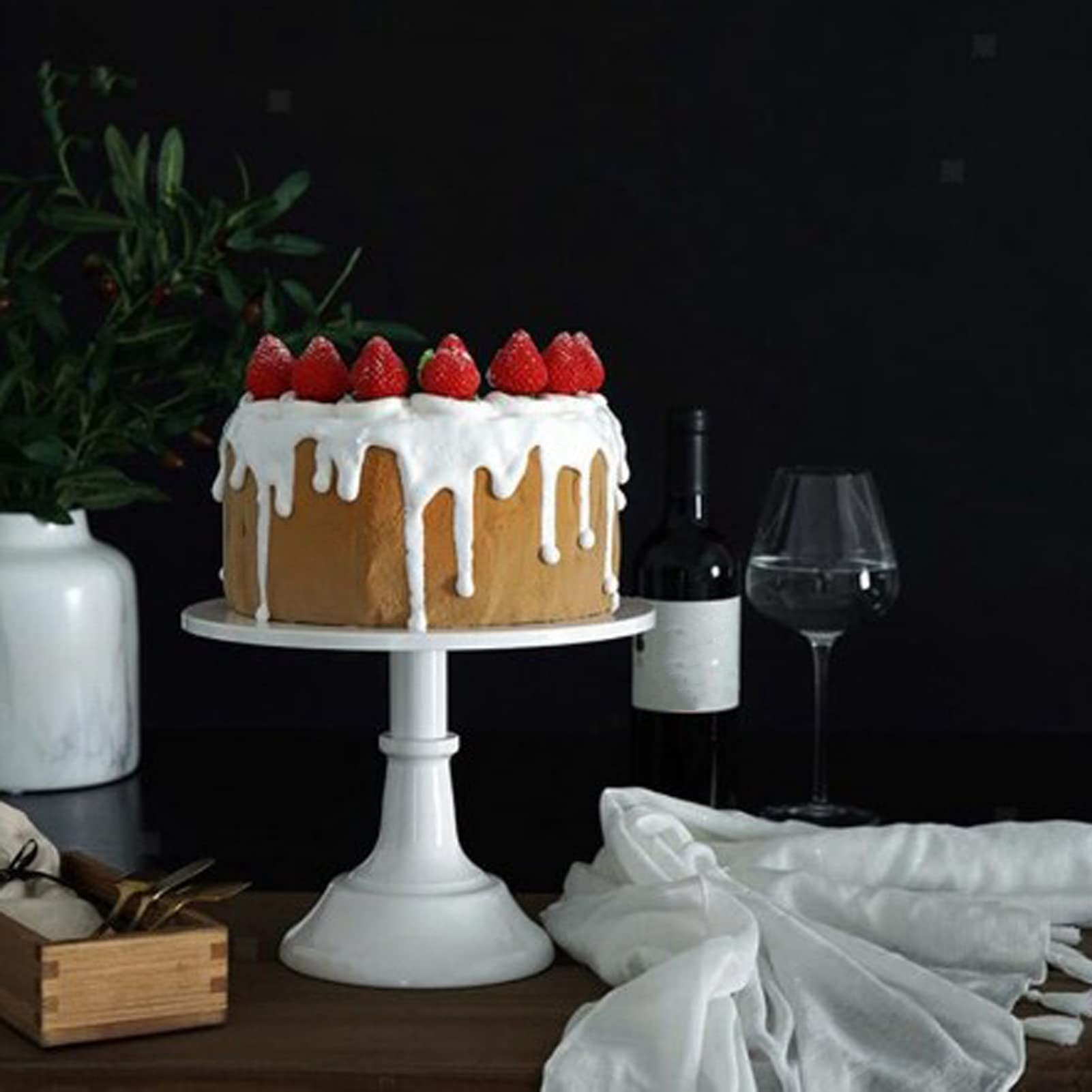Alzata per Torta in Metallo, Porta Torta Rotonda Resistente per Feste - Supporto per Dolci, Cupcake, Dessert - Ideale per Matrimoni, Compleanni, Eventi (Bianco Piccolo)