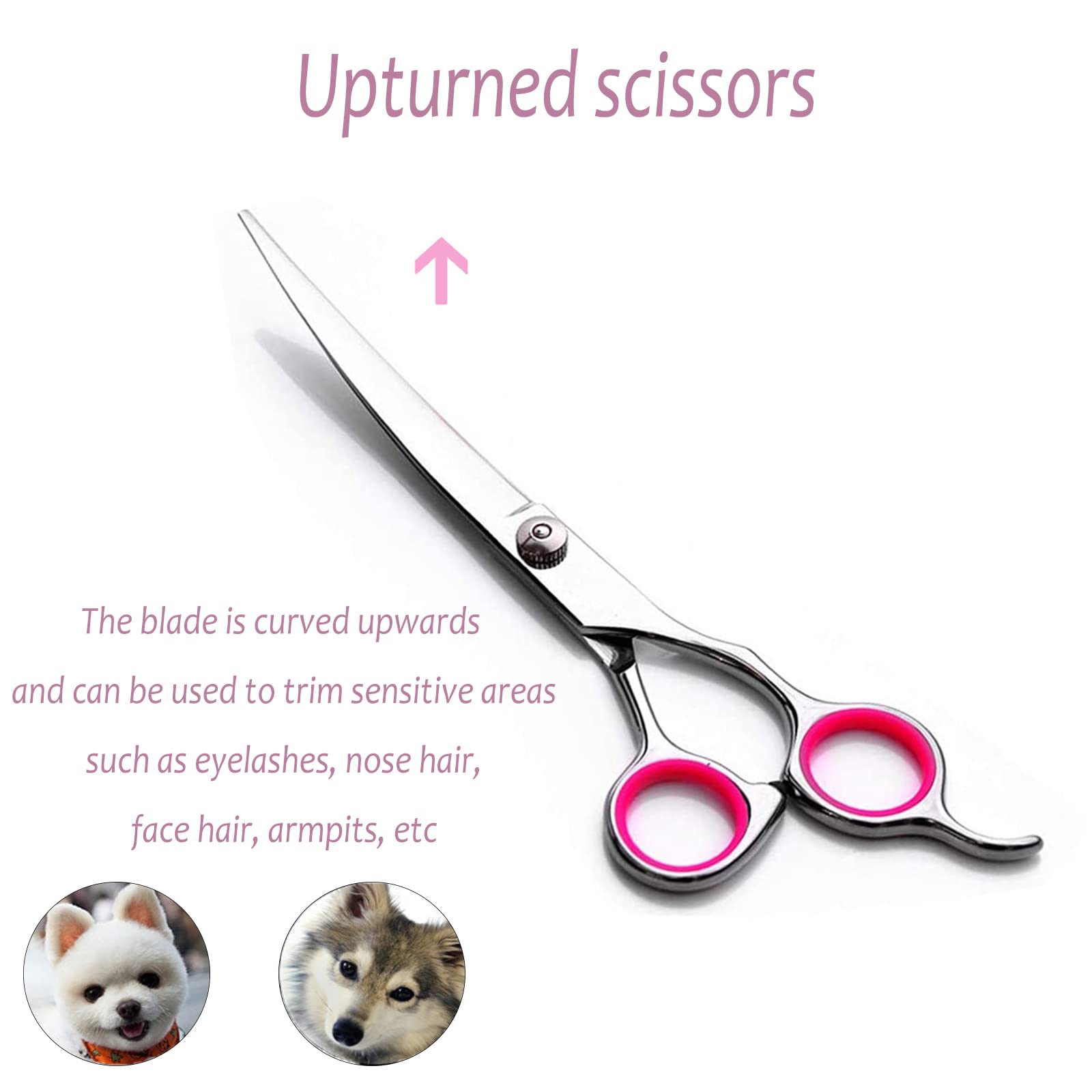 FIBOUND 6" Pet Grooming Scissors, Curved Dog Trimming Tools, Professional Pet Care Kit for Home Use, Silver - Image 4