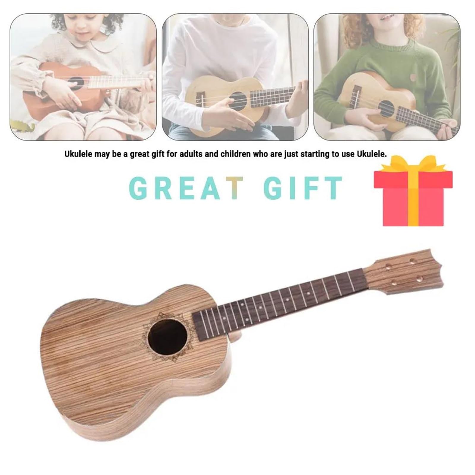 Niedokończony Koncert Tenor Ukelele 4 Struny Gitara Hawajska DIY Korpus Z Drewna Zebrawood Podstrunnica Kołki Struny Nakrętka Mostkowa ZESTAW początkujących ukulele(26)