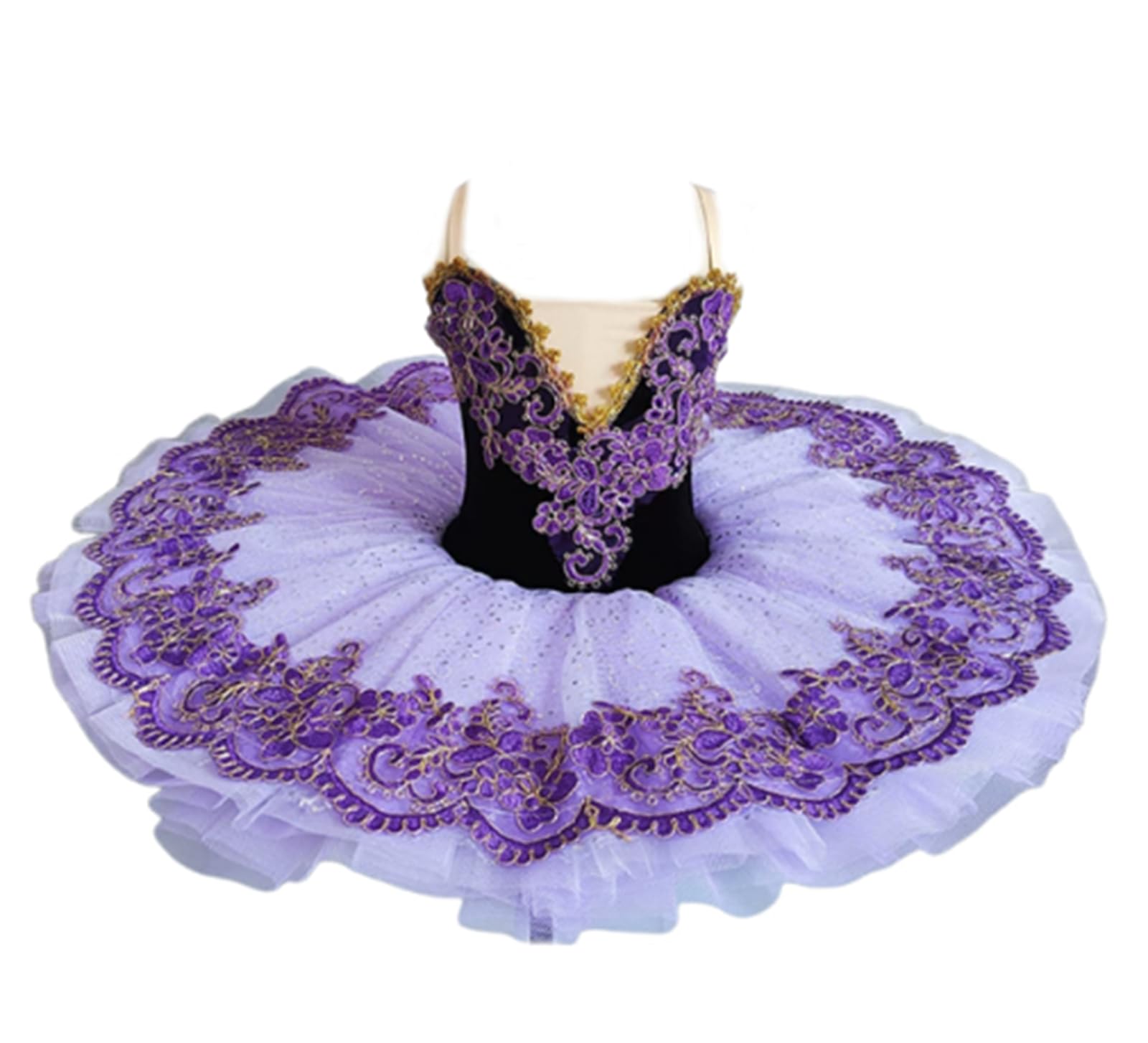 Tutú de Ballet Profesional para niñas, tutú de panqueque del Lago de los Cisnes, Disfraz de Bailarina para Fiestas y Bailes, Vestido para competiciones de Ballet,Púrpura,120