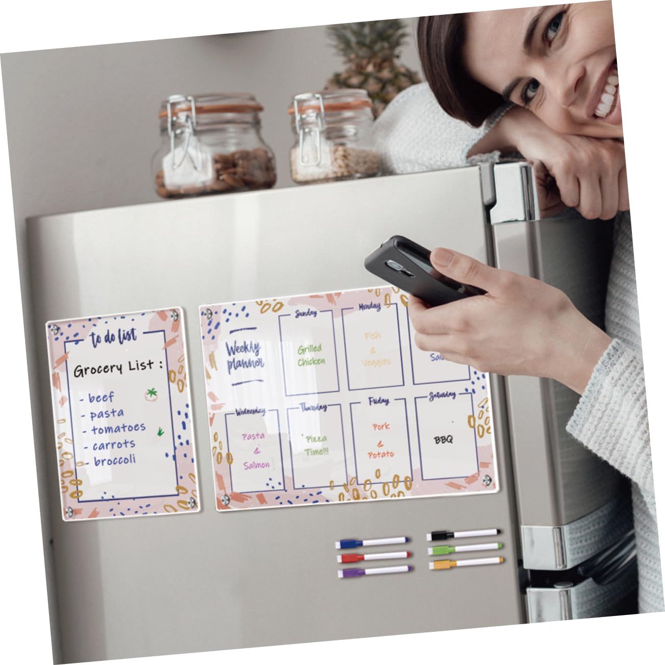 STOBOK 1satz Magnetische Wochenplaner Tafel Für Kühlschrank Abwischbare Acrylic Planungsboard Mit Whiteboard-stiften Für Tägliche Notizen Und Familienorganisation