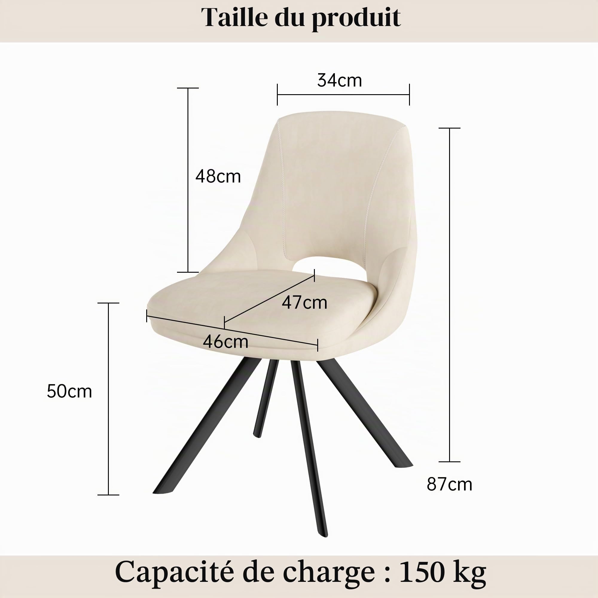JIEXI Lot de 4 chaises de salle à manger - Chaises exclusives pour salon, cuisine, rembourrées, modernes, robustes, de qualité supérieure, ergonomiques et au look design (beige 4 chaises)