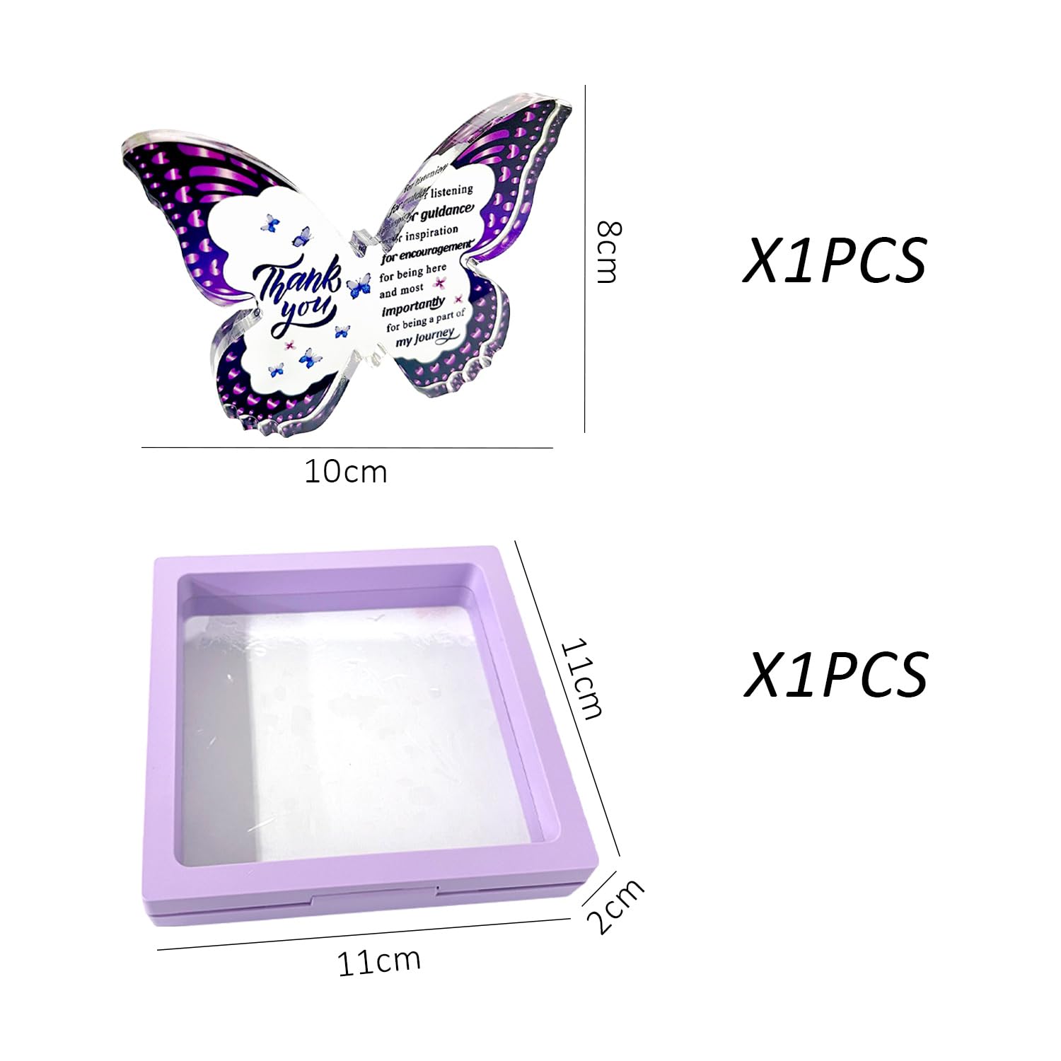1 Butterfly-Shaped Gift, 1 Display Box, Butterfly-Shaped Acrylic Decoration, for Those Around You Special Thank You Gift - Image 2